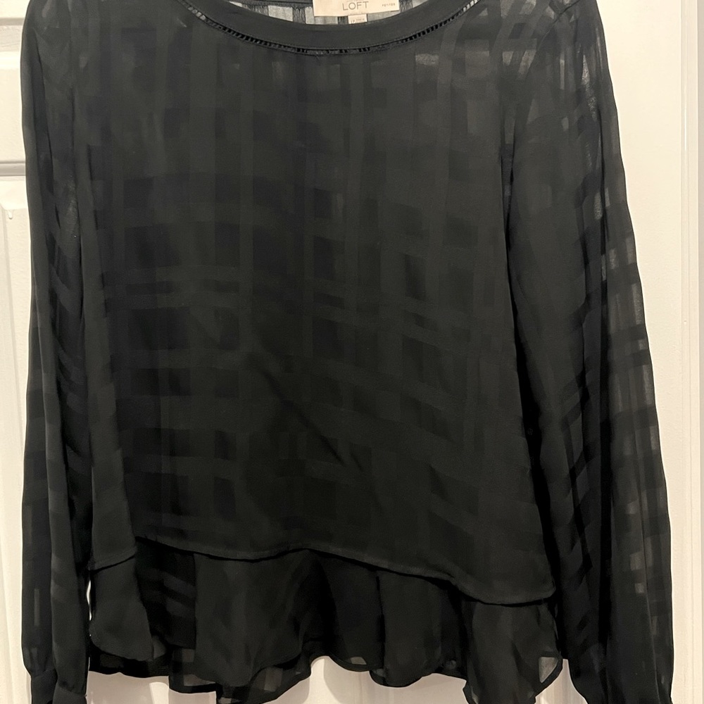 Ann Taylor Loft sheer black detail blouse